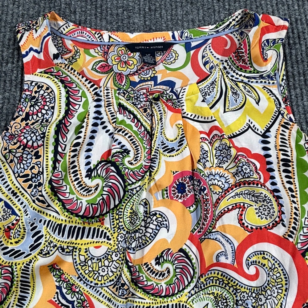 Tommy Hilfiger Sleeveless Top Womens Small Multi‎ Paisley Print Stretch 0765884